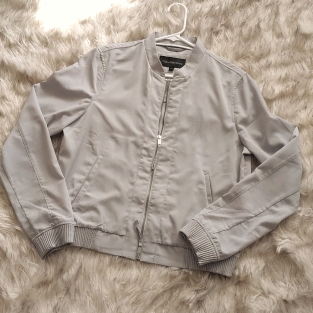 Calvin Klein Jeans gray bomber jacket!
